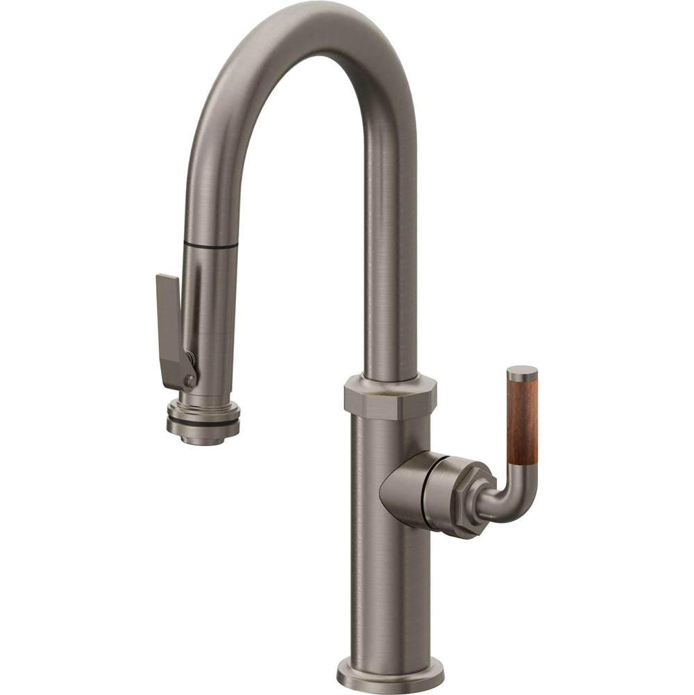 California Faucets - Pull-Down Prep/Bar Faucet with Squeeze Sprayer - Graphite Pvd
