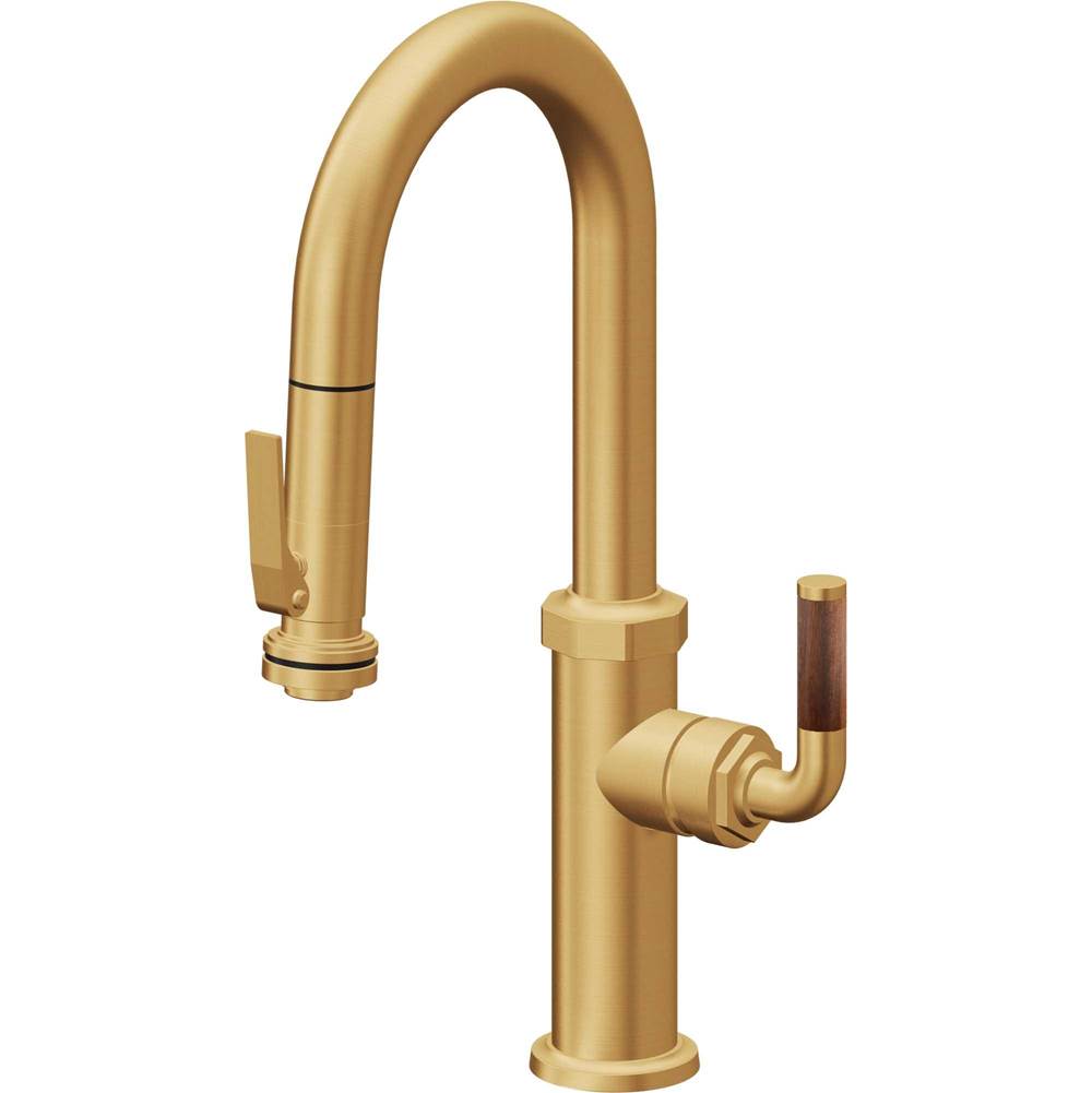 California Faucets - Pull-Down Prep/Bar Faucet with Squeeze Sprayer - Lifetime Satin Gold Pvd