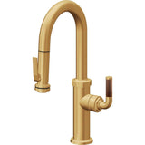 California Faucets - Pull-Down Prep/Bar Faucet with Squeeze Sprayer - Lifetime Satin Gold Pvd