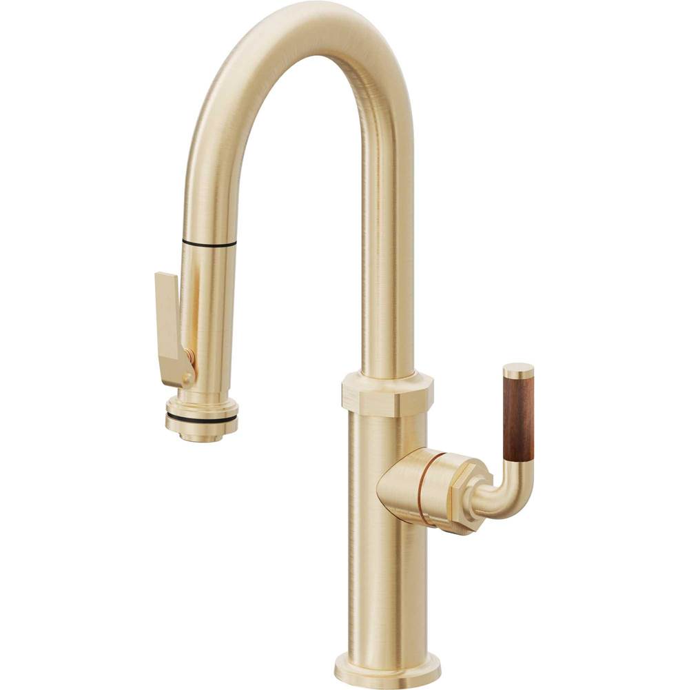 California Faucets - Pull-Down Prep/Bar Faucet with Squeeze Sprayer - Satin Brass Pvd