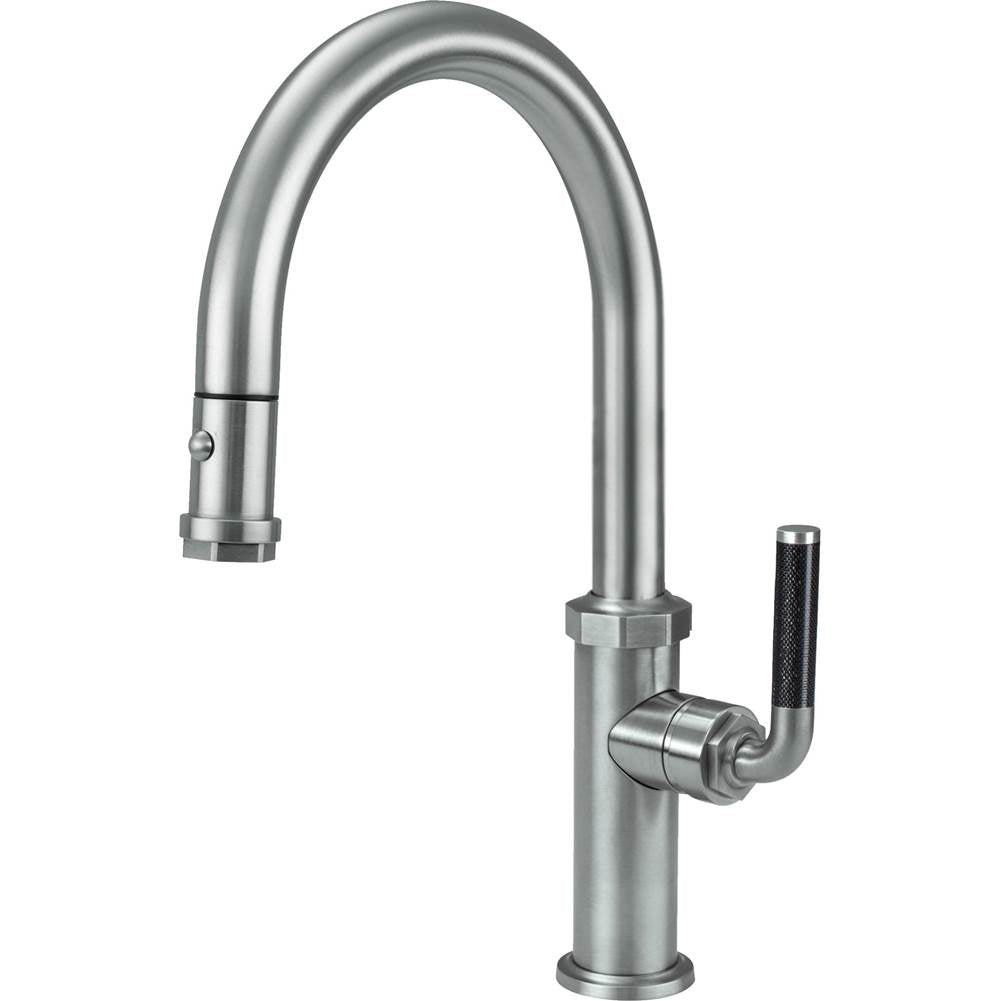 California Faucets - Pull-Down Kitchen Faucet with Button Sprayer  - Low Arc Spout - Gloss White