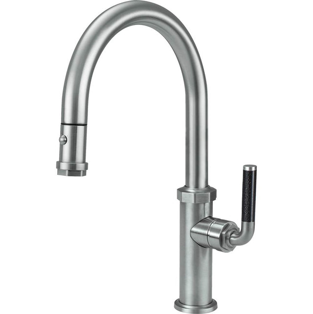 California Faucets - Pull-Down Kitchen Faucet with Button Sprayer  - Low Arc Spout - Gloss White