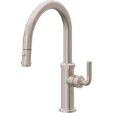 California Faucets - Pull-Down Kitchen Faucet with Button Sprayer  - Low Arc Spout - Gloss White