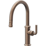 California Faucets - Pull-Down Kitchen Faucet with Button Sprayer  - Low Arc Spout - Satin Bronze Pvd