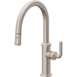 California Faucets - Pull-Down Kitchen Faucet with Button Sprayer  - Low Arc Spout - Gloss White