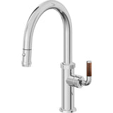 California Faucets - Pull-Down Kitchen Faucet with Button Sprayer - Low Arc Spout - Polished Chrome
