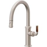 California Faucets - Pull-Down Kitchen Faucet with Button Sprayer - Low Arc Spout - Gloss White