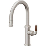 California Faucets - Pull-Down Kitchen Faucet with Button Sprayer - Low Arc Spout - Ultra Stainless Steel Pvd