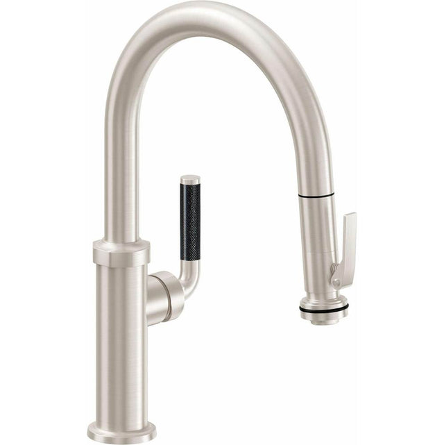 California Faucets - Pull-Down Kitchen Faucet with Squeeze Sprayer  - Low Arc Spout - Gloss White