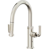 California Faucets - Pull-Down Kitchen Faucet with Squeeze Sprayer  - Low Arc Spout - Polished Nickel Pvd