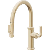 California Faucets - Pull-Down Kitchen Faucet with Squeeze Sprayer  - Low Arc Spout - Satin Brass Pvd