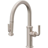 California Faucets - Pull-Down Kitchen Faucet with Squeeze Sprayer  - Low Arc Spout - Gloss White
