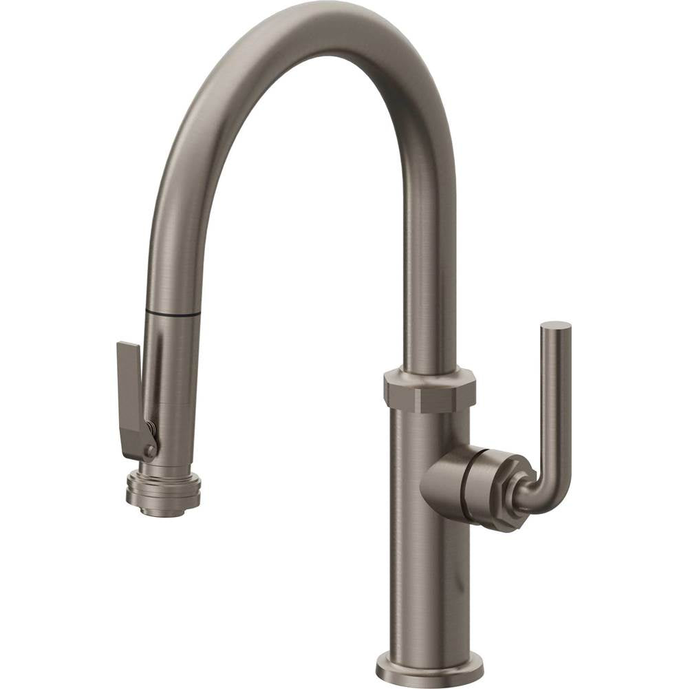 California Faucets - Pull-Down Kitchen Faucet with Squeeze Sprayer  - Low Arc Spout - Graphite Pvd