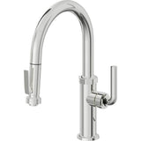 California Faucets - Pull-Down Kitchen Faucet with Squeeze Sprayer  - Low Arc Spout - Polished Chrome