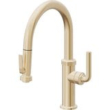 California Faucets - Pull-Down Kitchen Faucet with Squeeze Sprayer  - Low Arc Spout - Satin Brass Pvd