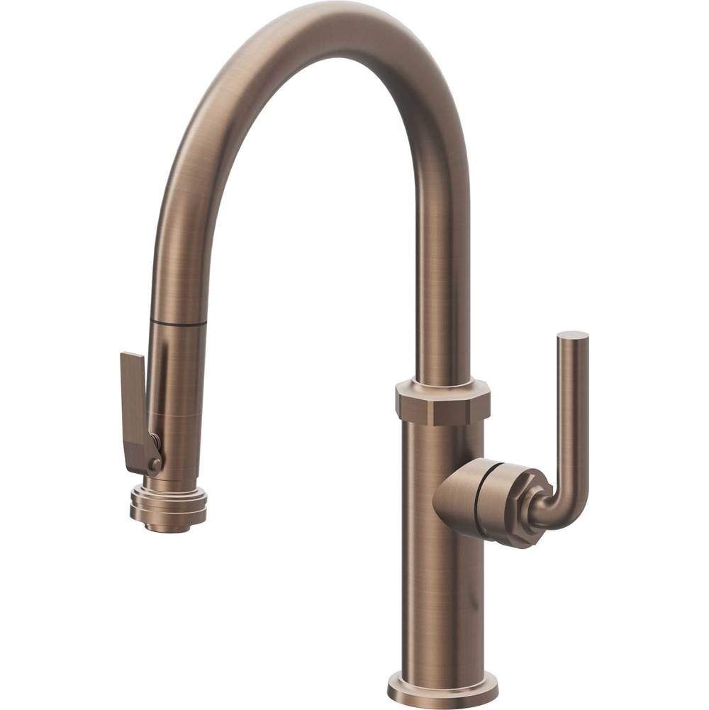 California Faucets - Pull-Down Kitchen Faucet with Squeeze Sprayer  - Low Arc Spout - Satin Bronze Pvd