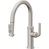 California Faucets - Pull-Down Kitchen Faucet with Squeeze Sprayer  - Low Arc Spout - Ultra Stainless Steel Pvd