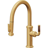 California Faucets - Pull-Down Kitchen Faucet with Squeeze Sprayer - Low Arc Spout - Lifetime Satin Gold Pvd