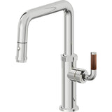 California Faucets - Pull-Down Kitchen Faucet with Button Sprayer - Quad Spout - Polished Chrome