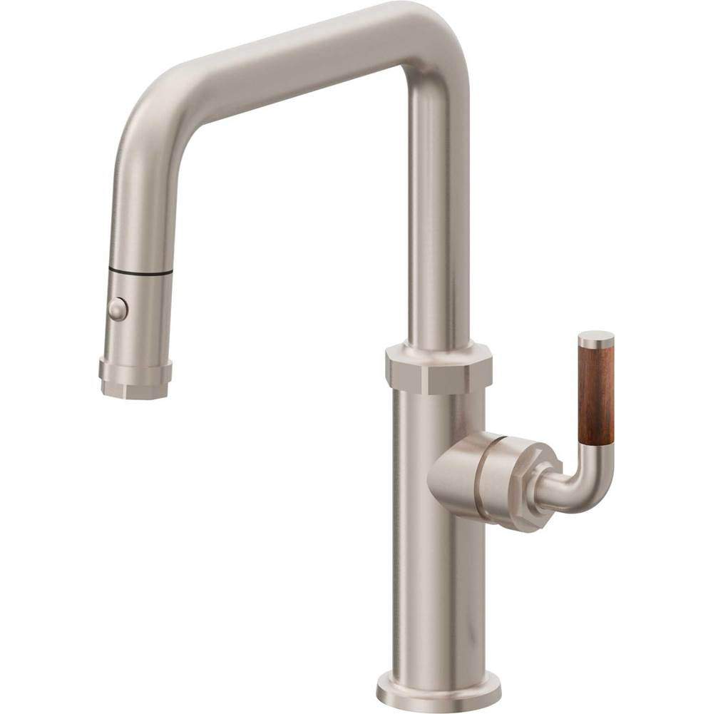 California Faucets - Pull-Down Kitchen Faucet with Button Sprayer - Quad Spout - Gloss White