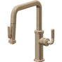 California Faucets - Pull-Down Kitchen Faucet with Squeeze Sprayer  - Quad Spout - Antique Brass Flat