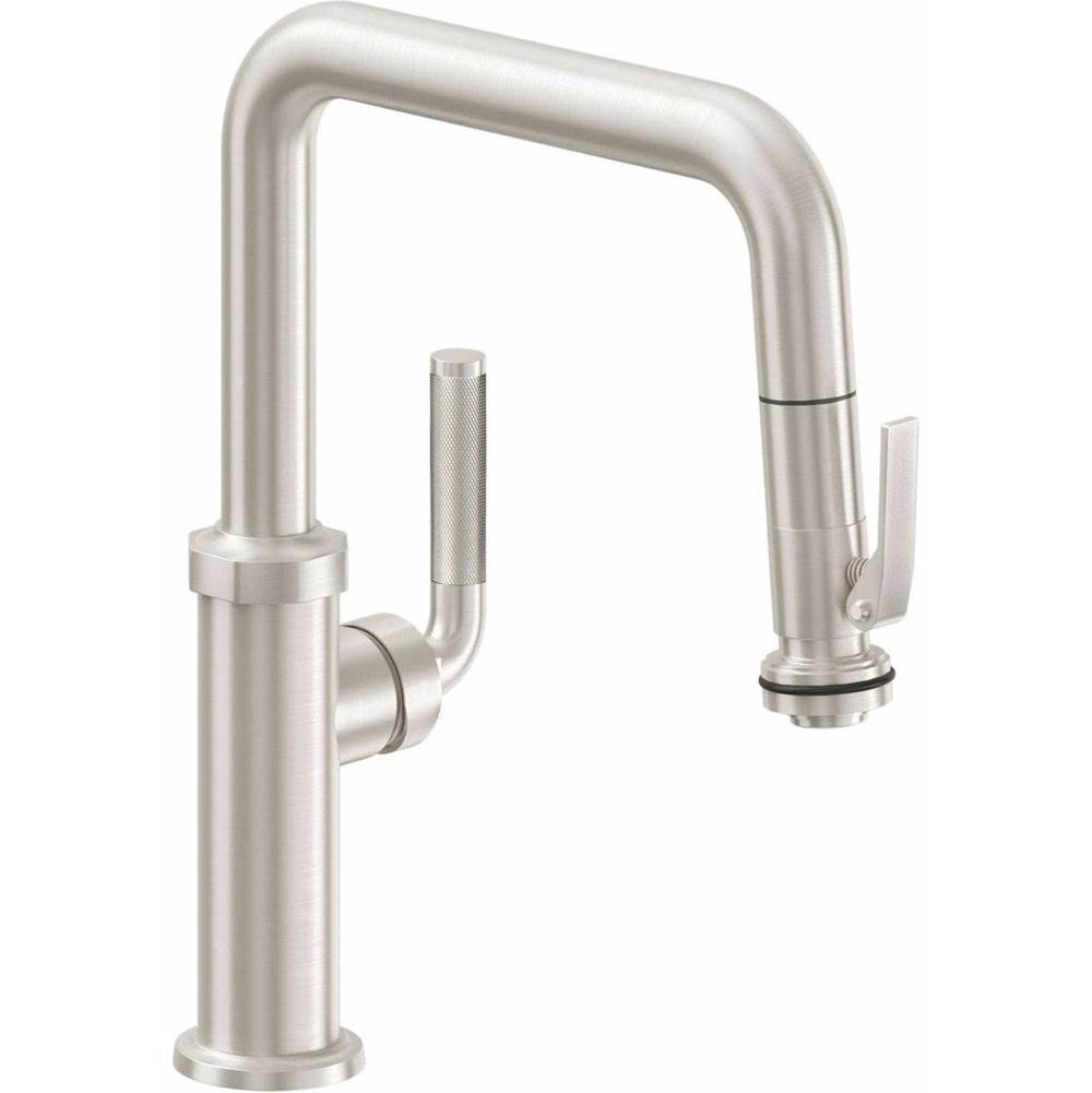 California Faucets - Pull-Down Kitchen Faucet with Button Sprayer  - Quad Spout - Gloss White