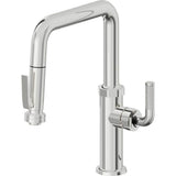 California Faucets - Pull-Down Kitchen Faucet with Squeeze Sprayer  - Quad Spout - Polished Chrome