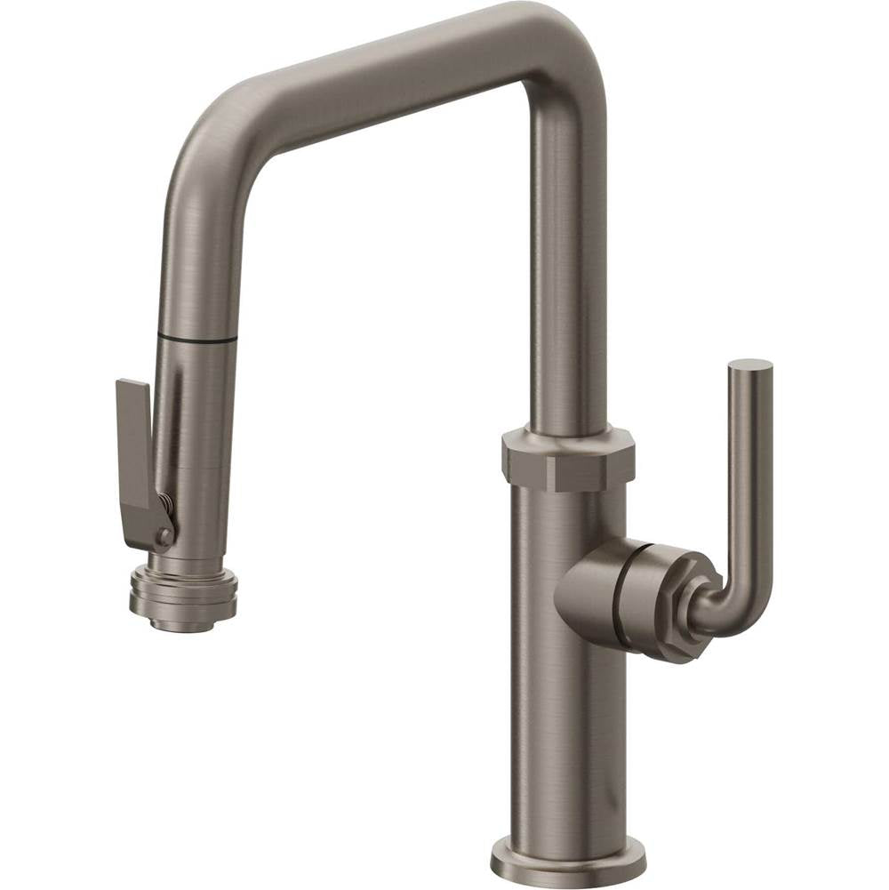 California Faucets - Pull-Down Kitchen Faucet with Squeeze Sprayer  - Quad Spout - Graphite Pvd