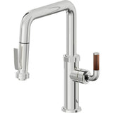 California Faucets - Pull-Down Kitchen Faucet with Squeeze Sprayer - Quad Spout - Polished Chrome