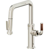 California Faucets - Pull-Down Kitchen Faucet with Squeeze Sprayer - Quad Spout - Polished Nickel Pvd