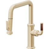 California Faucets - Pull-Down Kitchen Faucet with Squeeze Sprayer - Quad Spout - Satin Brass Pvd