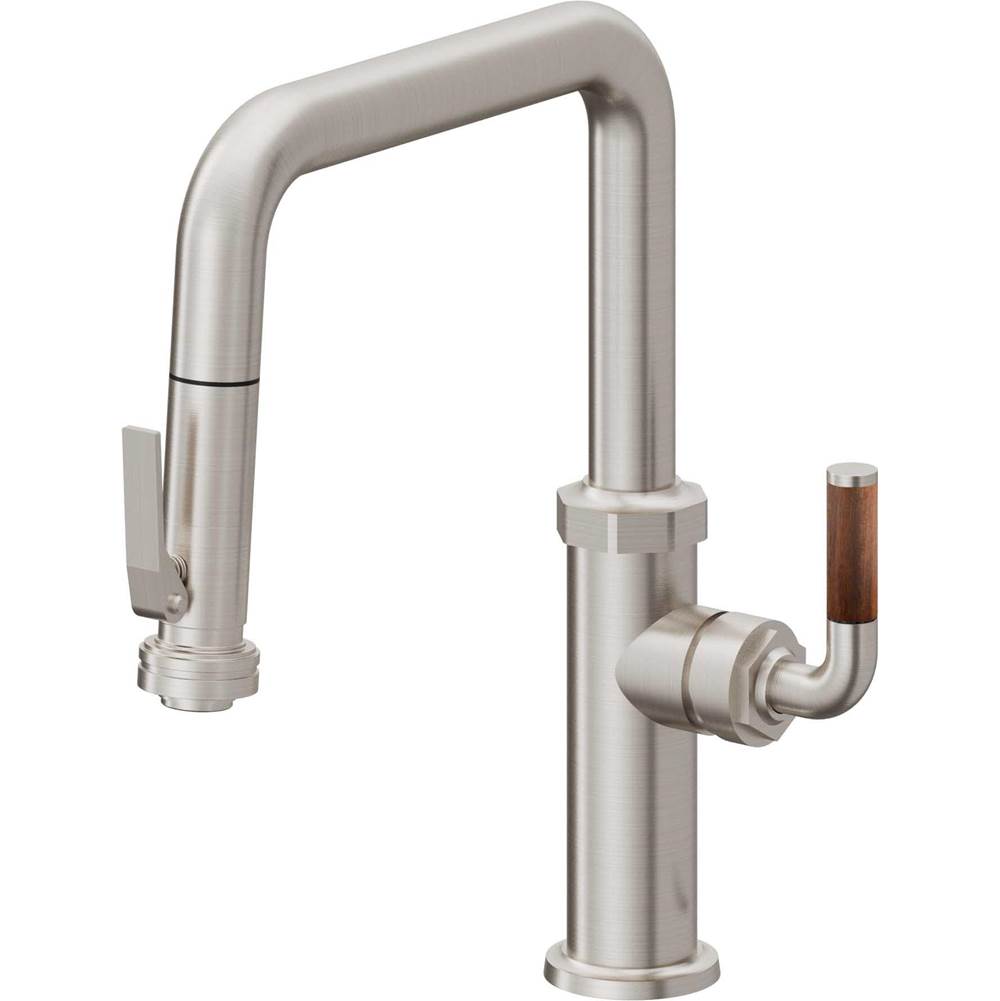 California Faucets - Pull-Down Kitchen Faucet with Squeeze Sprayer - Quad Spout - Ultra Stainless Steel Pvd