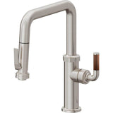 California Faucets - Pull-Down Kitchen Faucet with Squeeze Sprayer - Quad Spout - Ultra Stainless Steel Pvd