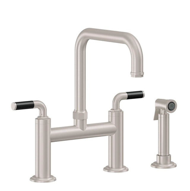 California Faucets - Bridge Kitchen Faucet with Sidespray - Quad Spout - Gloss White