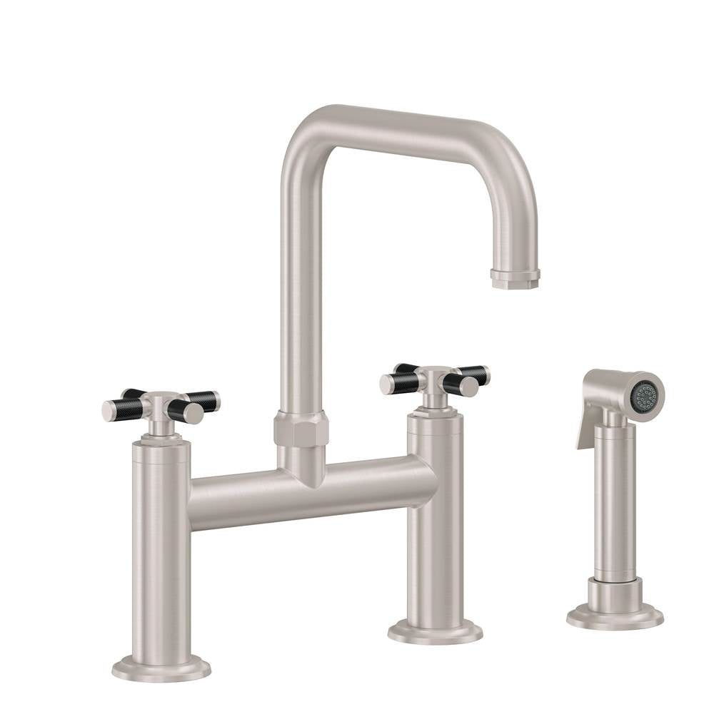 California Faucets - Bridge Kitchen Faucet with Sidespray - Quad Spout - Gloss White