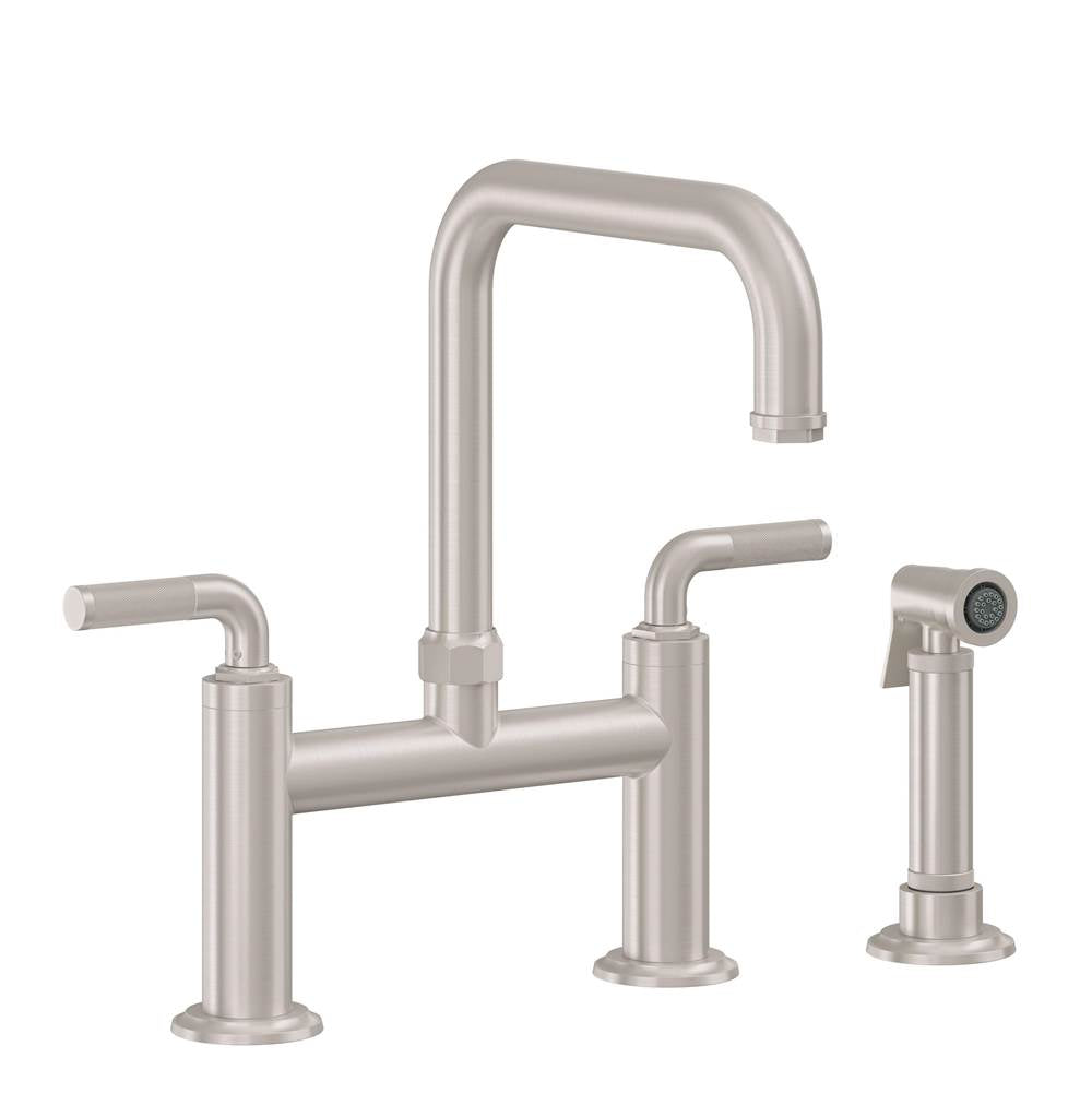 California Faucets - Bridge Kitchen Faucet with Sidespray - Quad Spout - Gloss White