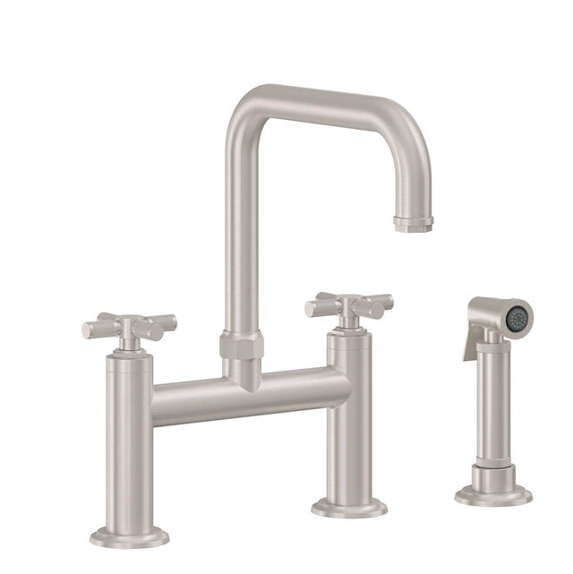 California Faucets - Bridge Kitchen Faucet with Sidespray - Quad Spout - Gloss White