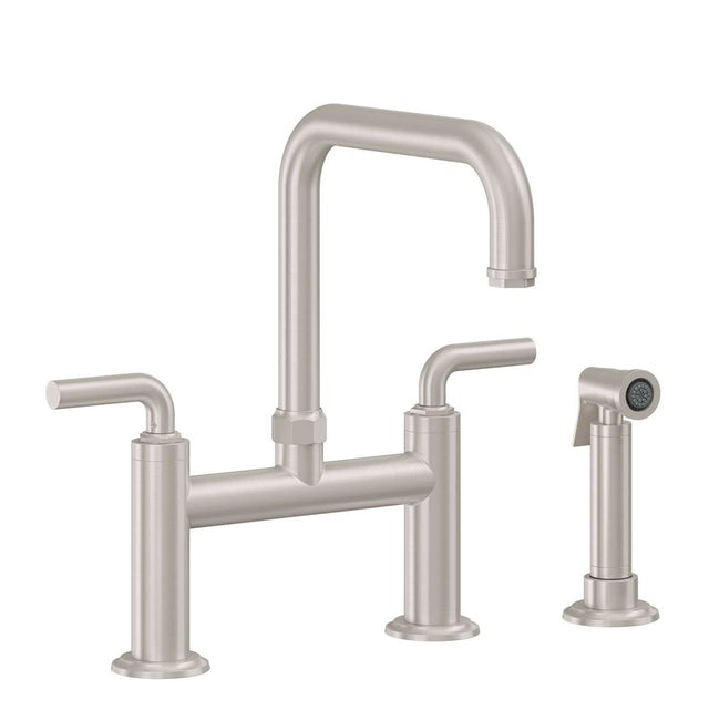 California Faucets - Bridge Kitchen Faucet with Sidespray - Quad Spout - Gloss White