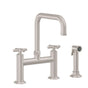 California Faucets - Bridge Kitchen Faucet with Sidespray - Quad Spout - Gloss White