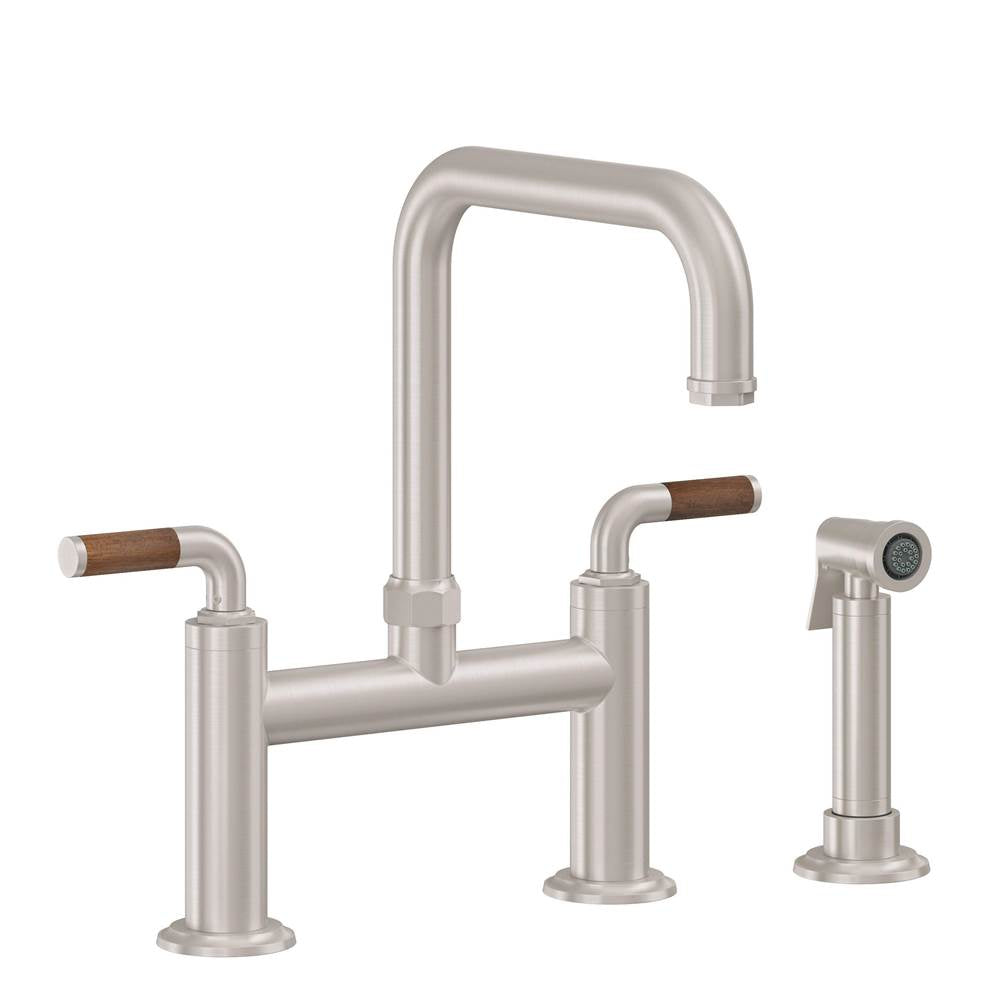 California Faucets - Bridge Kitchen Faucet with Sidespray - Quad Spout - Gloss White