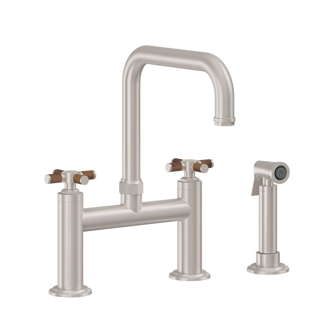 California Faucets - Bridge Kitchen Faucet with Sidespray - Quad Spout - Gloss White