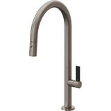 California Faucets - Pull-Down Kitchen Faucet with Button Sprayer  - High Arc Spout - Graphite Pvd
