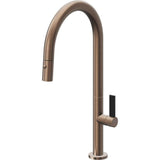 California Faucets - Pull-Down Kitchen Faucet with Button Sprayer  - High Arc Spout - Satin Bronze Pvd