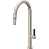 California Faucets - Pull-Down Kitchen Faucet with Button Sprayer  - High Arc Spout - Gloss White