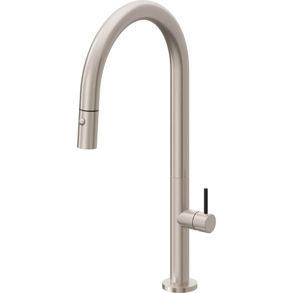 California Faucets - Pull-Down Kitchen Faucet with Button Sprayer  - High Arc Spout - Gloss White