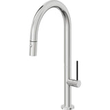 California Faucets - Pull-Down Kitchen Faucet with Button Sprayer  - High Arc Spout - Polished Chrome
