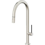 California Faucets - Pull-Down Kitchen Faucet with Button Sprayer  - High Arc Spout - Polished Nickel Pvd