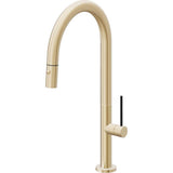 California Faucets - Pull-Down Kitchen Faucet with Button Sprayer  - High Arc Spout - Satin Brass Pvd