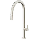 California Faucets - Pull-Down Kitchen Faucet with Button Sprayer  - High Arc Spout - Polished Nickel Pvd