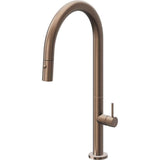 California Faucets - Pull-Down Kitchen Faucet with Button Sprayer  - High Arc Spout - Satin Bronze Pvd